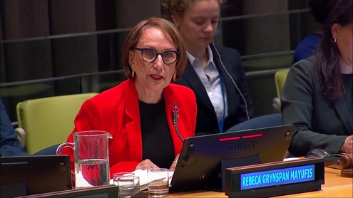 Rebeca Grynspan Mayufis (Candidate for UN Secretary-General) at the Interactive dialogue for the position of the next Secretary-General of the United Nations
