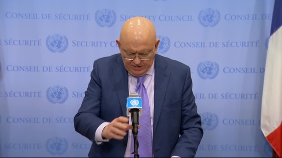 Vassily Nebenzia (Russia) on Ukraine - Security Council Media Stakeout