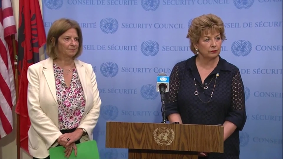Mona Juul (Norway) and Geraldine Byrne Nason (Ireland) on Syria- Security Council Media Stakeout