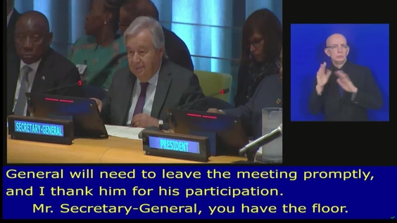 António Guterres (UN Secretary-General) at the opening of the High-level Dialogue on Financing for Development