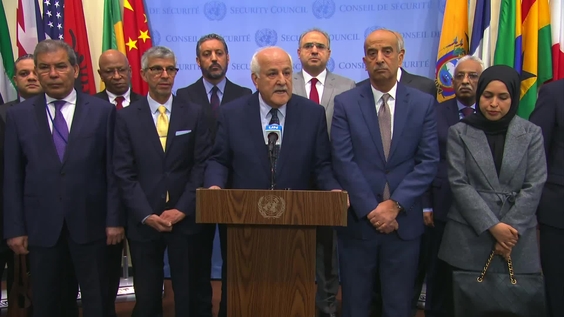 Riyad H. Mansour (Palestine) & members of the Arab Group on the situation in Gaza   - Security Council Media Stakeout