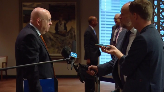 Vassily Nebenzia (Russia) on Russian foreign minister Lavrov's upcoming visit to New York - Security Council Media Stakeout