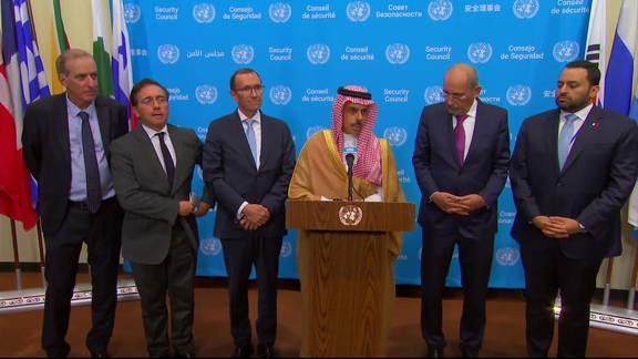 Farhan Al Saud (Saudi Arabia), Espen Barth Eide (Norway), Christophe Bigot (EU Special Representative) on the Middle East - Joint Security Council Media Stakeout