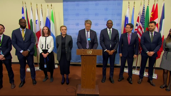 Joint Stakeout: Ambassador Samuel Žbogar, Permanent (Republic of Slovenia) on behalf of Denmark, France, Greece, Guyana, Panama, the Republic of Korea, Sierra Leone and United Kingdom