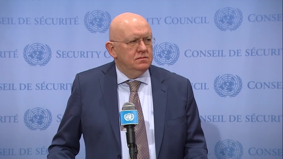 Vassily Nebenzia (Russia) on the humanitarian situation in Ukraine- Security Council Media Stakeout