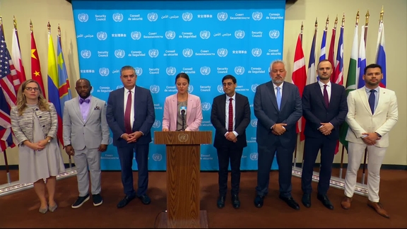 Joint Stakeout by the Security Council members signatories of the Joint Pledges on Climate, Peace and Security on Libya - Security Council Media Stakeout