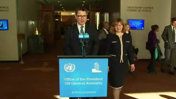 Candidate for Next UN Secretary-General Briefs Press