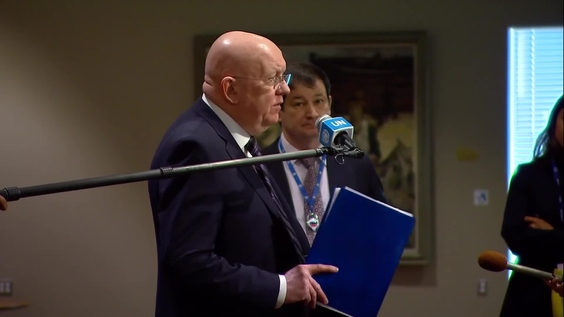 Vassily Nebenzia (Russia) on Ukraine - Security Council Media Stakeout