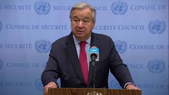 António Guterres (UN Secretary-General) on Climate Change - Security Council Media Stakeout