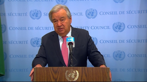 António Guterres (UN Secretary-General) on Gaza ceasefire deal - Security Council Media Stakeout
