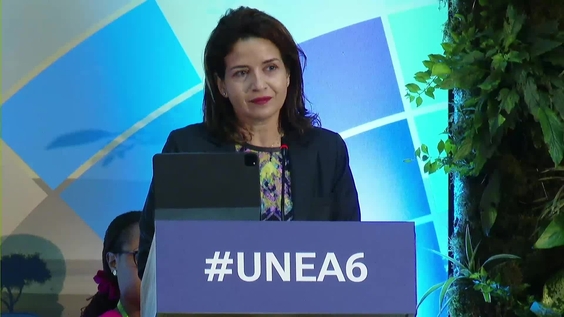 Leila Benali (President of UNEA-6) at the Opening Plenary - Sixth Session of the UN Environment Assembly
