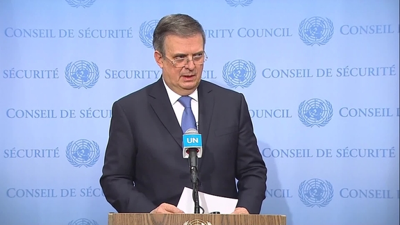 Marcelo Ebrard (Mexico) on the impact of the diversion and trafficking of arms on peace and security- Security Council Media Stakeout