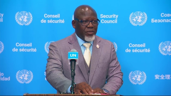 Zénon Mukongo Ngay (Democratic Republic of the Congo/Security Council President) on the election of the next Secretary-General - Security Council Media Stakeout