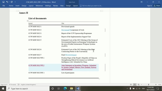 5th Meeting, 2022 Meeting of the High Contracting Parties (CCW)