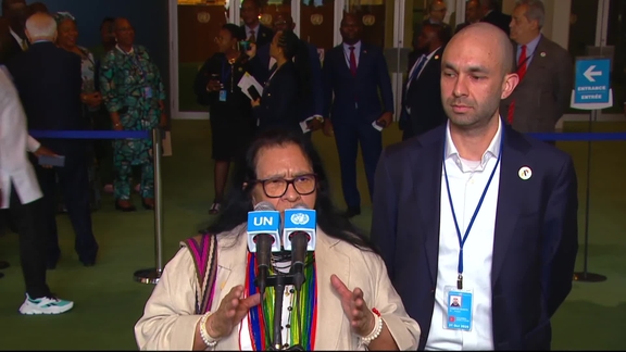 Leonor Zalabata (Colombia) following the elections of the incoming five UNSC member states for 2026-2027 - General Assembly Media Stakeout