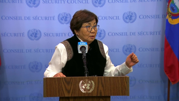 Roza Otunbayeva (UNAMA) - Security Council Media Stakeout