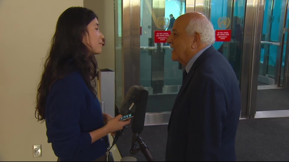 Riyad Mansour (Palestine) on the High-Level International Conference for the Peaceful Settlement of the Question of Palestine and the Implementation of the Two-State Solution - General Assembly Media Stakeout