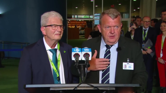 Lars Løkke Rasmussen and Holger K. Nielsen (Denmark) on the Election of non-permanent members of the Security Council - General Assembly Media Stakeout