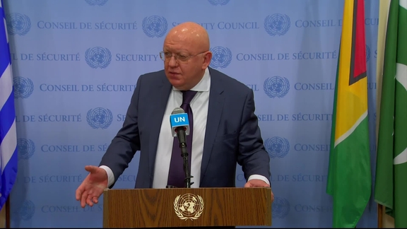 Vassily Nebenzia (Russia) on attacks in trains, Iran and other topics - Security Council Media Stakeout