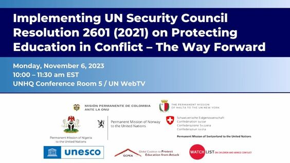 Implementing UN Security Council Resolution 2601 (2021) on Protecting Education in Conflict – The Way Forward