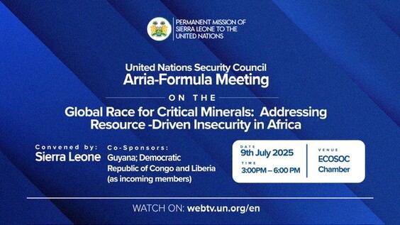 Security Council Arria Formula Meeting on "The Global Race for Critical Minerals: Addressing Resource-Driven Insecurity in Africa"