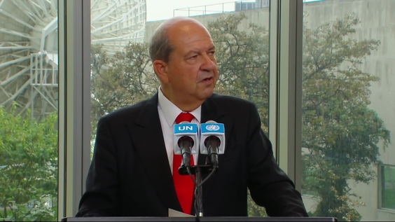 Media Stakeout: Mr. Ersin Tatar, Leader of the Turkish Cypriot Community, following the second trilateral meeting