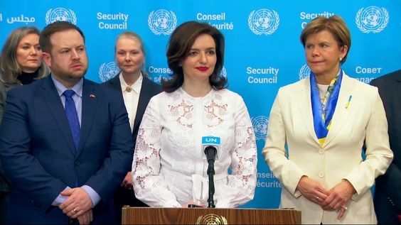 Mariana Betsa (Ukraine), Stephen Doughty (United Kingdom) & others on Ukraine - Joint Security Council Media Stakeout
