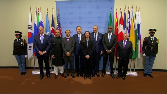 Flag installation ceremony of the newly-elected members of the United Nations Security Council (2025-2026)
