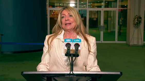 Ivonne A-Baki, candidate for the position of UN Secretary-General following her interactive dialogue - Media Stakeout