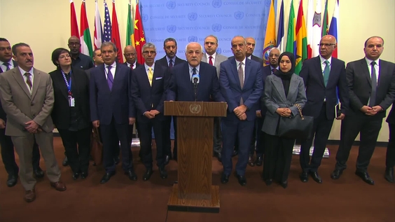 رياض منصور (فلسطين) وأعضاء المجموعة العربية حول الوضع في غزة