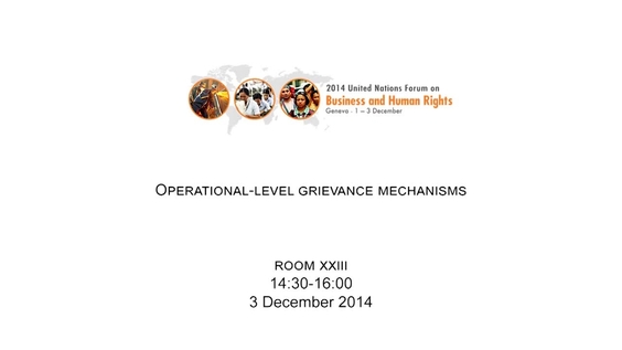 Operational-level grievance mechanisms - Forum on Business and Human Rights 2014