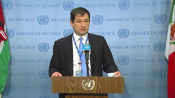 Dmitry Polyanskiy (Russian Federation) on the situation at Belarus-Poland border- Security Council Media Stakeout
