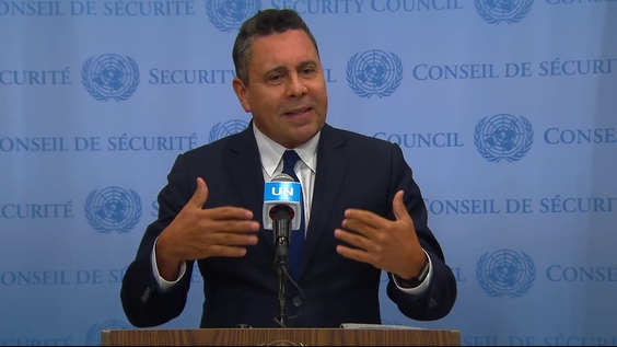 Samuel Moncada (Venezuela) at the Security Council Media Stakeout