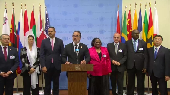 Gustavo Manrique Miranda (Minister for Foreign Affairs of Ecuador) and the Representatives of the Ten elected members of the Security Council on upholding international peace and security - Security Council Media Stakeout
