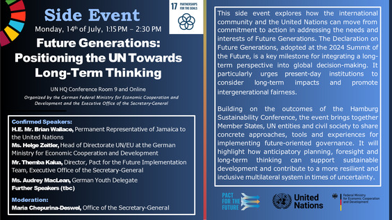 Future Generations: Positioning the UN Towards Long-Term Thinking (HLPF 2025 Side Event)