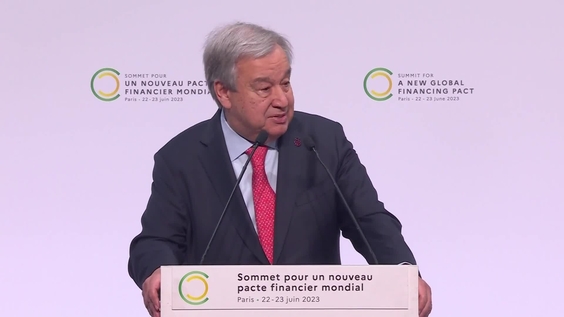 UN Secretary-General António Guterres at the opening ceremony of the Summit for a New Global Financing Pact (Palais Brongniart, Paris, France)
