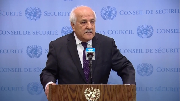 Riyad H. Mansour (Palestine) on the situation in Palestine - Security Council Media Stakeout