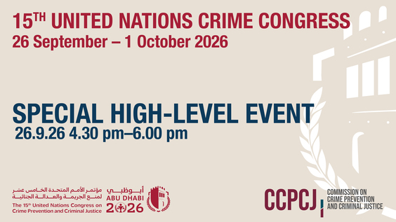 15th UN Crime Congress: Special high-level event – 26 September 2026