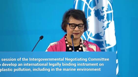 Jyoti Mathur-Filipp, Executive Secretary, INC Secretariat at the opening of the INC-5.1 on plastic pollution (Busan, Republic of Korea)