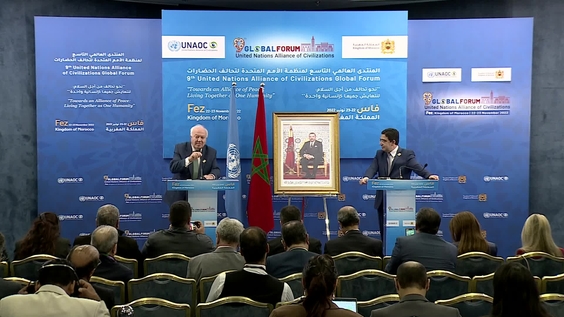 Press Conference: Nasser Bourita (Morocco) and Miguel Moratinos (UNAOC) at the 9th UNAOC Global Forum