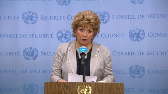 Geraldine Byrne Nason (Ireland) on the ICC and the Security Council - Security Council Media Stakeout