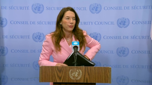 Vanessa Frazier (Malta/President of the Security Council for April) on the admission of new members - Security Council Media Stakeout