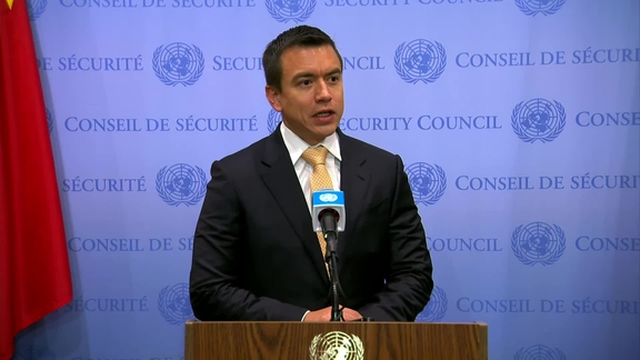 Daniel Roy Gilchrist Noboa Azin (Ecuador, President of the Security Council) on Transnational organized crime, growing challenges and new threats - Security Council Media Stakeout