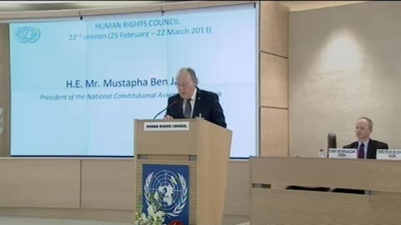 Tunisia, High-Level Segment - 3rd Meeting, 22nd Regular Session Human Rights Council