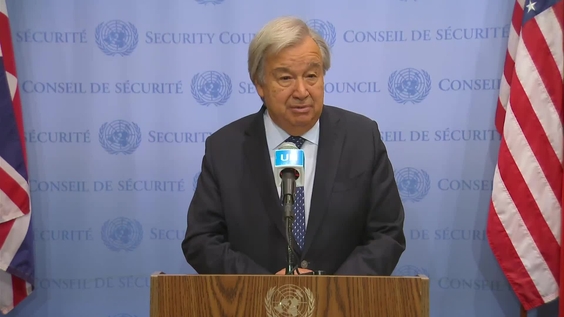 Antonio Guterres (UN Secretary-General) on his travels - Security Council Media Stakeout