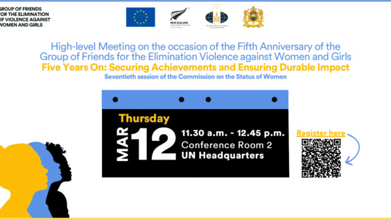 High-level Meeting on the occasion of the Fifth Anniversary of the Group of Friends for Eliminating Violence against Women and Girls | Five Years On: Securing Achievements and Ensuring Durable Impact (CSW70 Side Event)