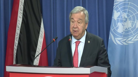 Joint press conference: Antonio Guterres (UN Secretary General) with Prime Minister of Trinidad and Tobago
