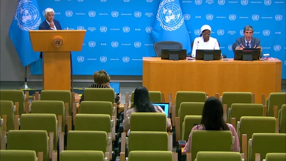 Diene Keita and Alessio Cangiano (UNFPA) on the launch of UNFPA's new global report on the findings of Demographic Futures Survey - Press Conference