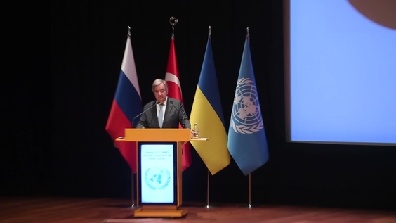 António Guterres (UN Secretary-General) at the Joint Coordination Center in Istanbul, Türkiye