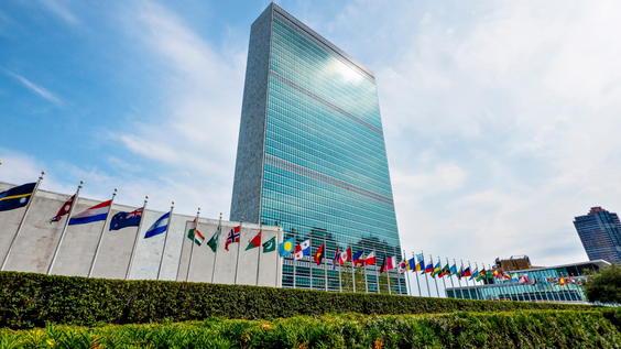 Image of building with flags